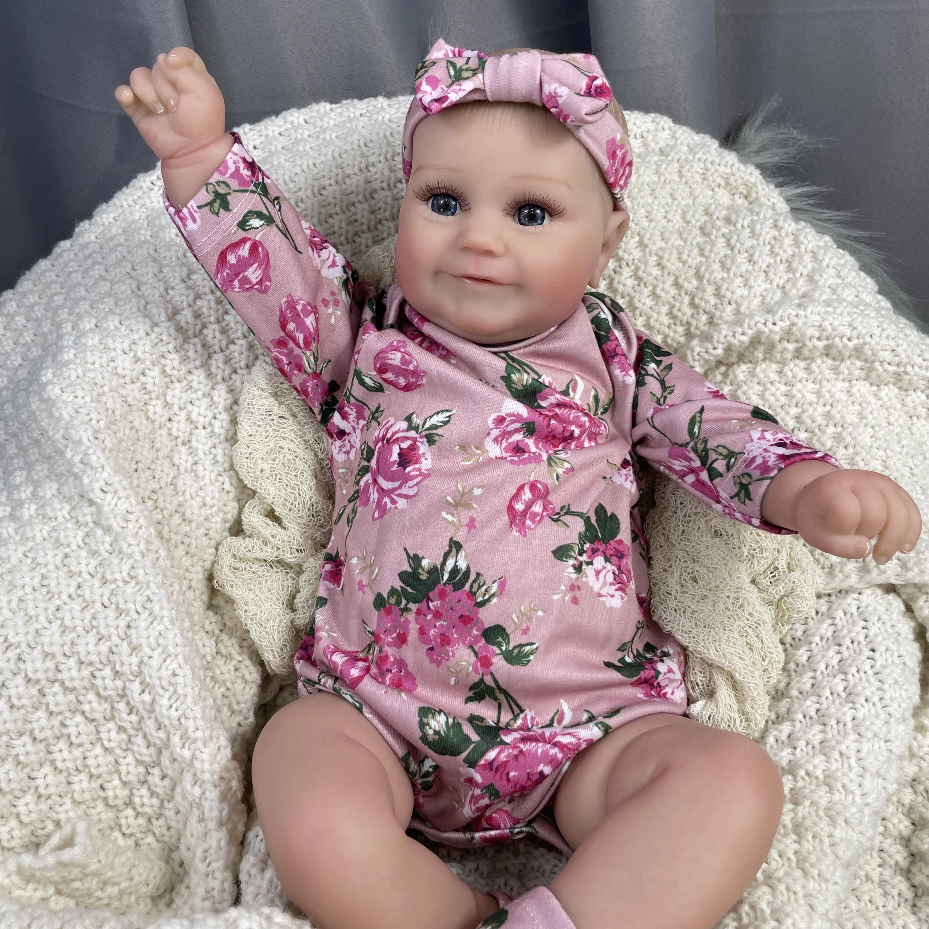 50CM Reborn Baby Dolls Maddie Girl Lifelike Silicone Vinyl Newborn 3D Skin Visible Veins DIY Toys Christmas Gift For Girls