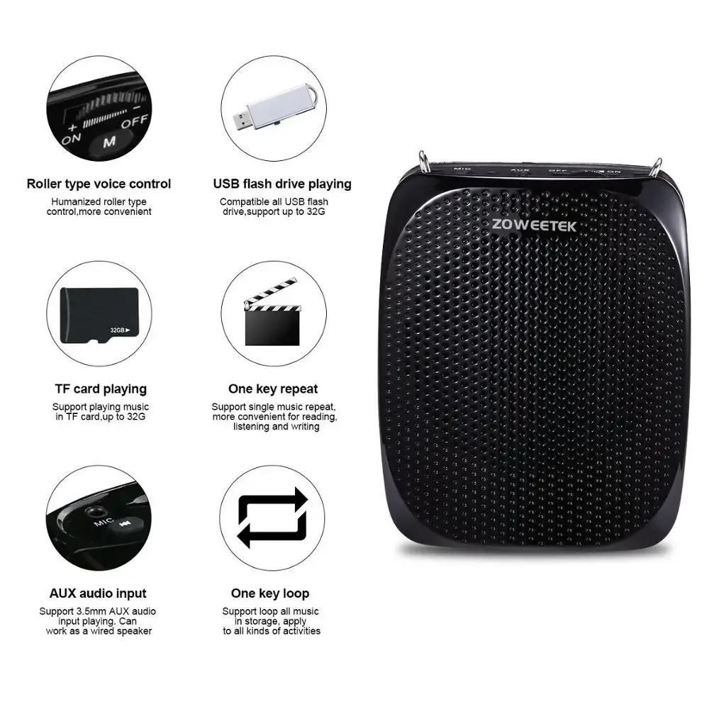Zoweetek Voice Amplifier with Wired Microphone for Teachers Speech Z