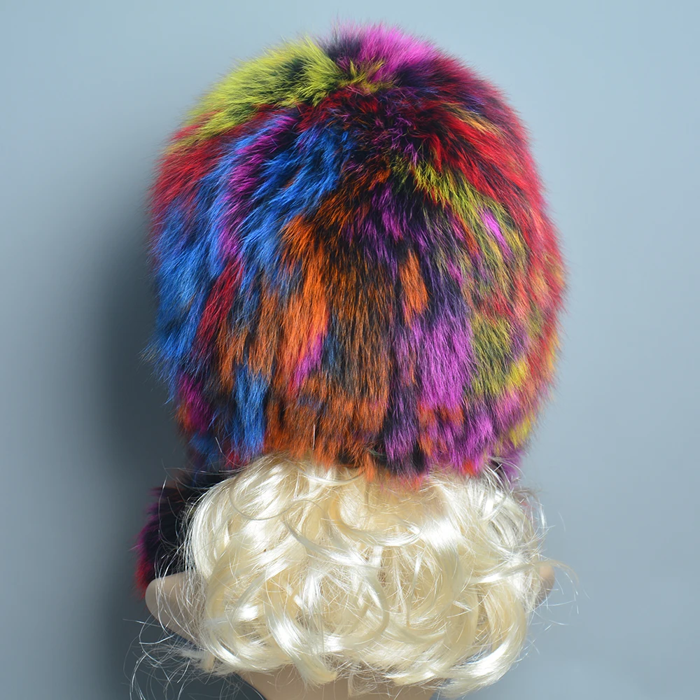 Hot Sale 100% Natural Silver Fox Fur Women Winter Hat Knitted Cap Women Hat Fox Fur Bomber Hat Female Ear Warm Winter Must