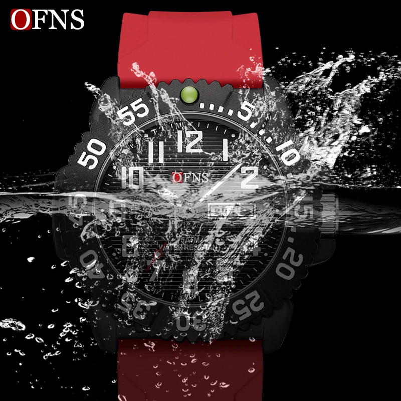 OFNS Top Brand Luxury Man Wristwatch Waterproof Luminous Date Silicone Men's Watches Sports Men Watch Casual Quartz Male Clocks