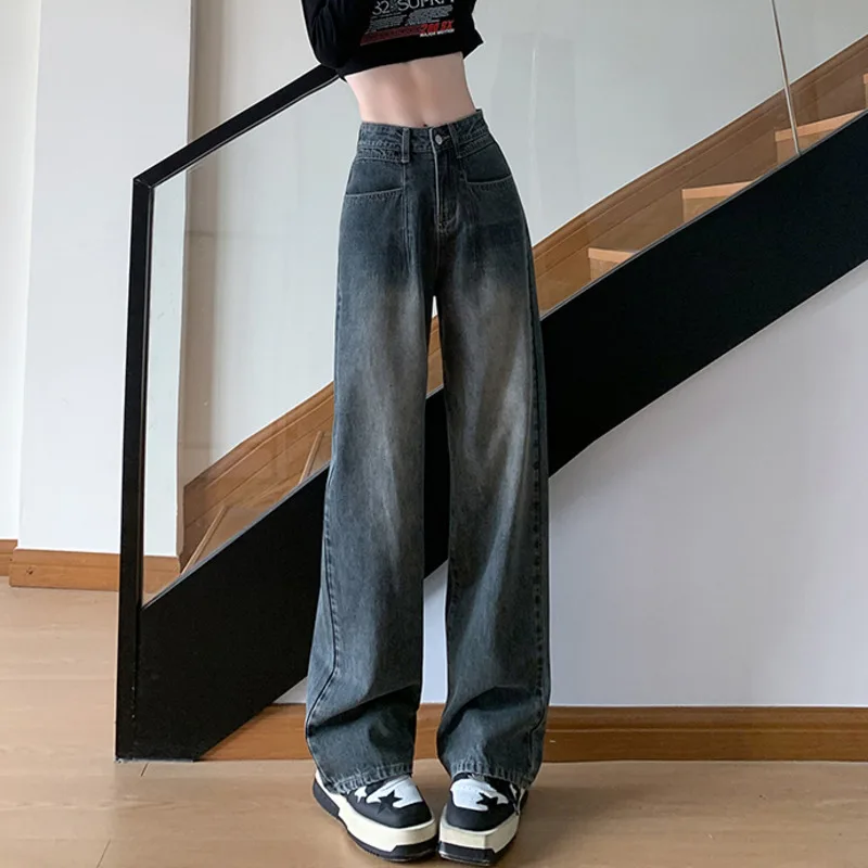 Baggy Jeans Women 2023 Women's Pants Blue Vintage Jeans Woman High Waist Streetwear Female Straight Leg Jeans Y2k Korean Fashion