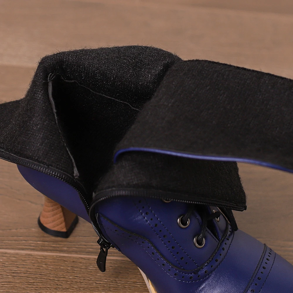 British Style Punk Noble Women Retro Knight booties Medieval Cross-tied Lace-up Ankle Boots Lady High Heel Shoes Boots for Women