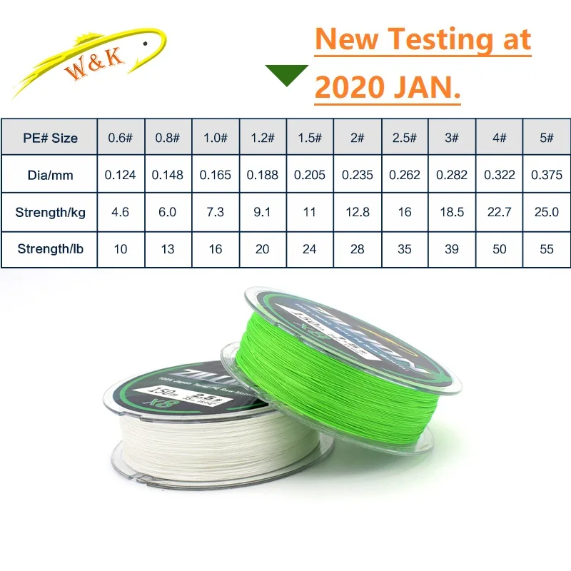 Standard DIA PE Lines at 150m 200m 300m Fishing Line Double Color Super Powered Braided Line Floating and Strong Type PE Lines