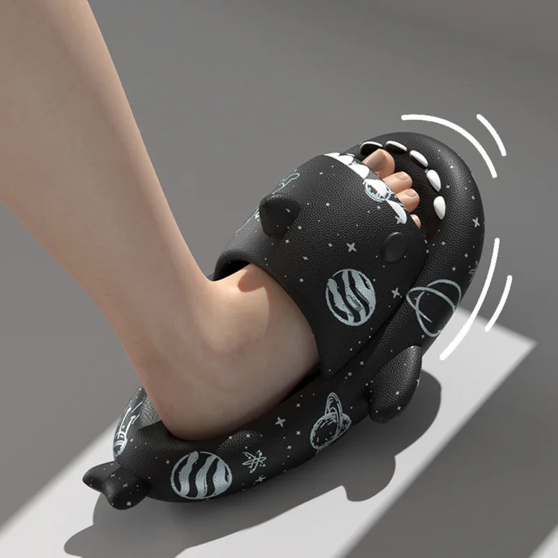 Cyberpunk Shark Slippers Women Men Indoor Bathroom Anti-Slip Couples Summer Shoes Soft Eva Beach Flops Platform Slides