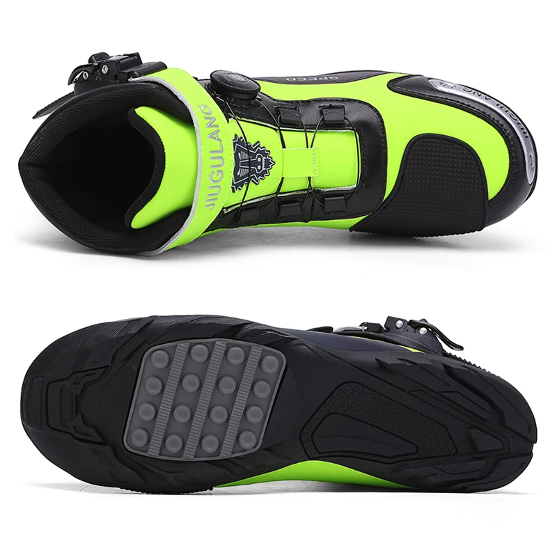 Men new Motorcycle Boots Shoes Outdoor 2025 Cycling Professional Training Microfiber Leather Waterproof Quick Lacing Botas Moto Hombre