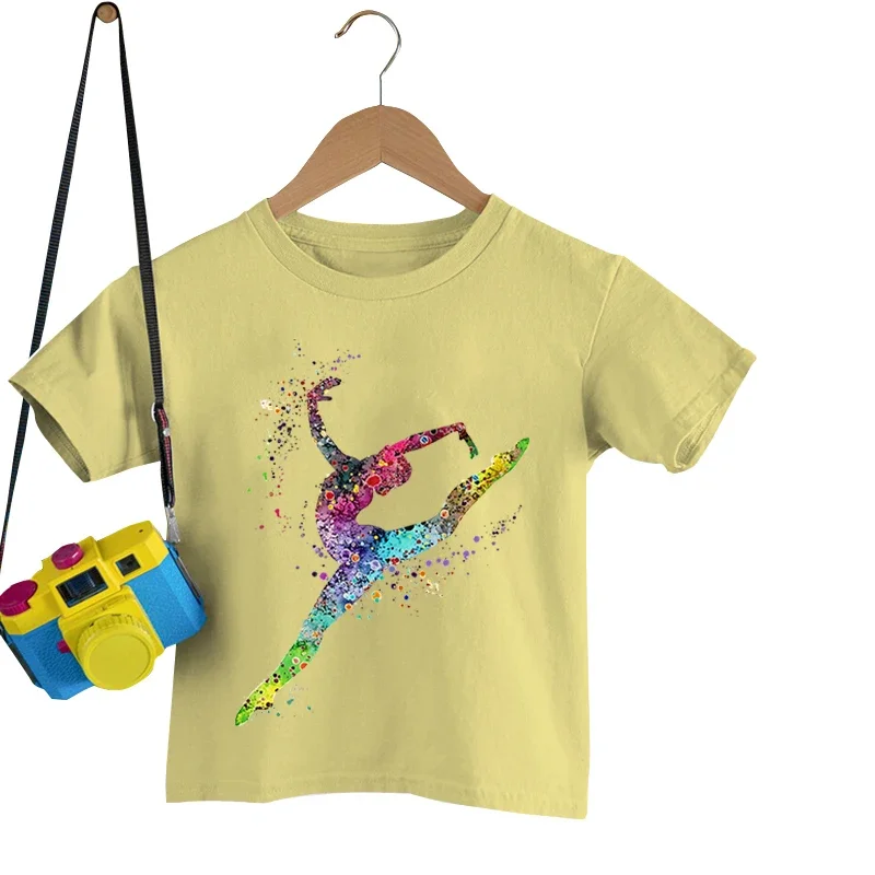 years Gymnastics Watercolor Kids Shirts Boys Girls Vintage Dance T Casual Children s Clothing
