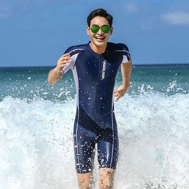 Plus Size Short Sleeve new Rash Guard Men Front 2025 Zipper Wetsuit Swimming Snorkeling Surfing Swimsuit Free Diving Body Suits Swimwear