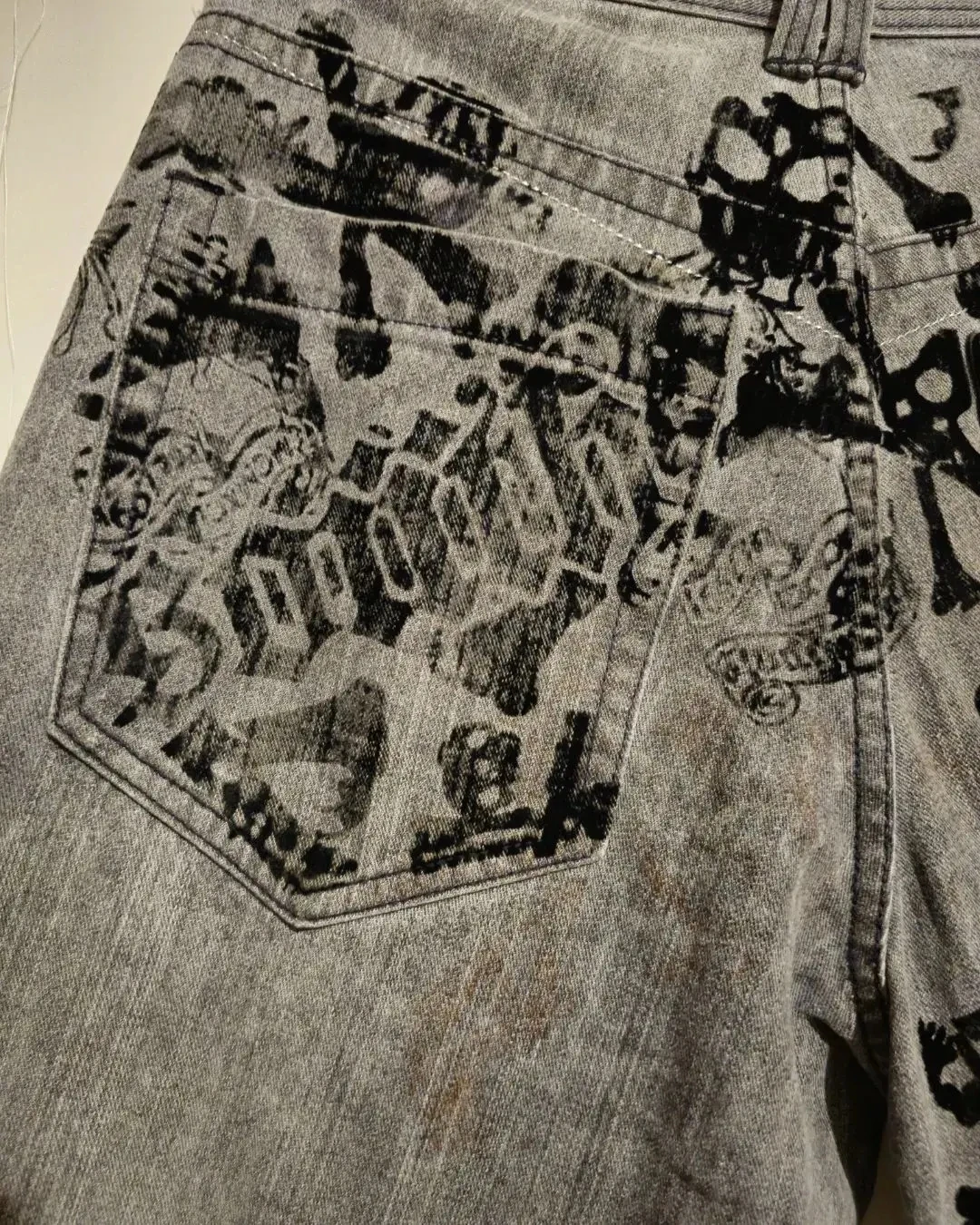 Streetwear Jeans Y2K Pants Harajuku Hip Hop Retro Skull Print Baggy Jeans Mens Punk Rock Gothic High Waist Wide Leg Trousers