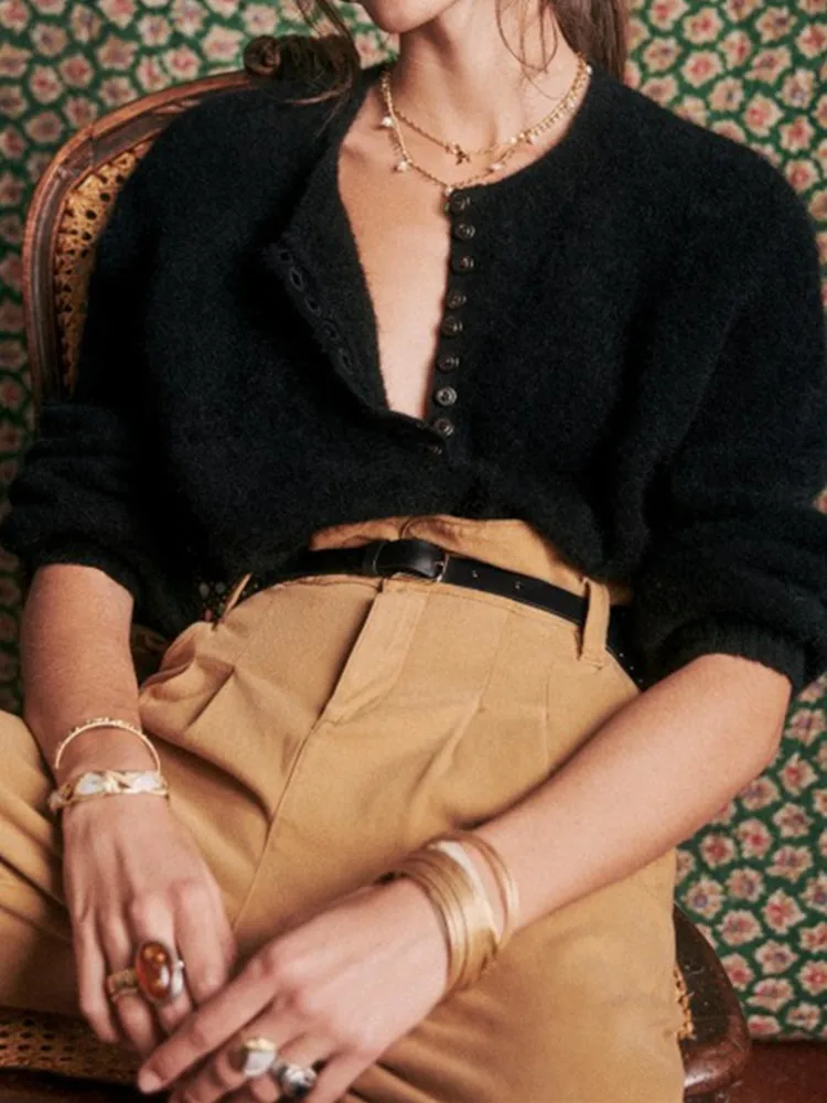 Colors Sweater 5 Women Half Open Collar Long Sleeve Casual 2024 Spring ddmysmile Female Jumper With Buttons Smile