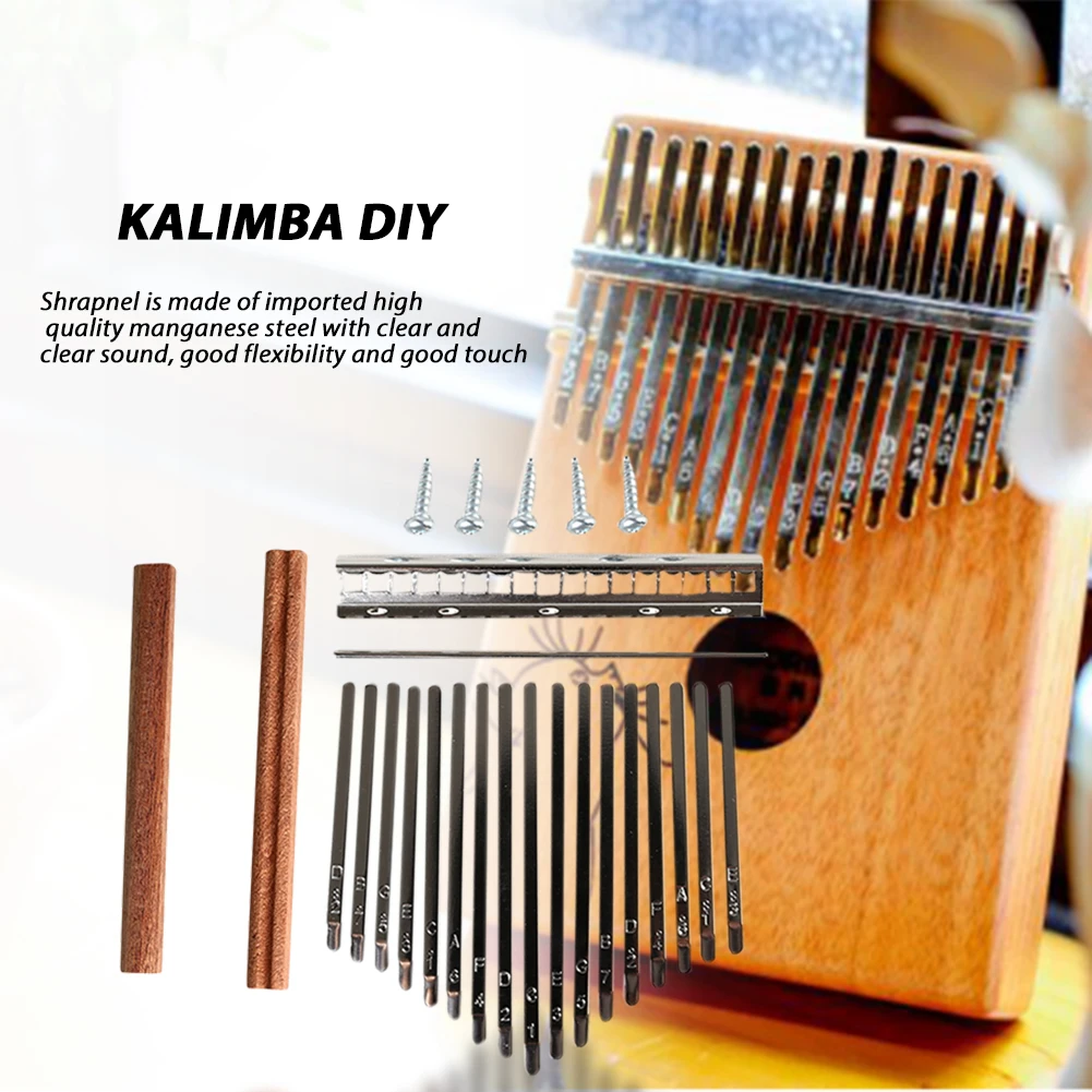 17-Key Kalimba DIY Set Durable Thumb Piano Steel Key Wood Bridge Shrapnel Lettering Keyboard Musical Instrument Accessories