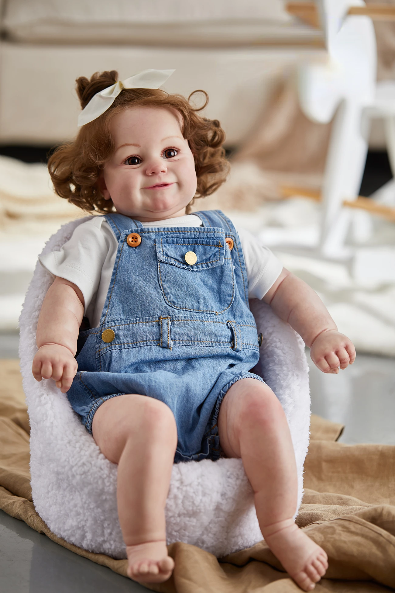 60CM Huge Size Maddie Baby Reborn Toddler Popular Girl Doll with Rooted Brown Hair Soft Cuddle Body High Quality Doll