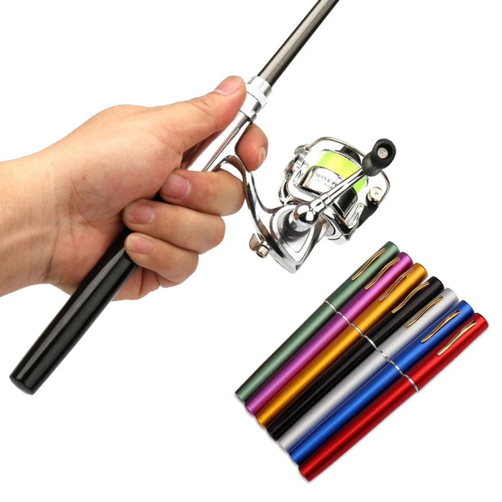 Pocket Collapsible Fishing Rod Reel Combo Mini Pen Fishing Pole Kit Telescopic Fishing Rod Spinning Reel Combo Kit