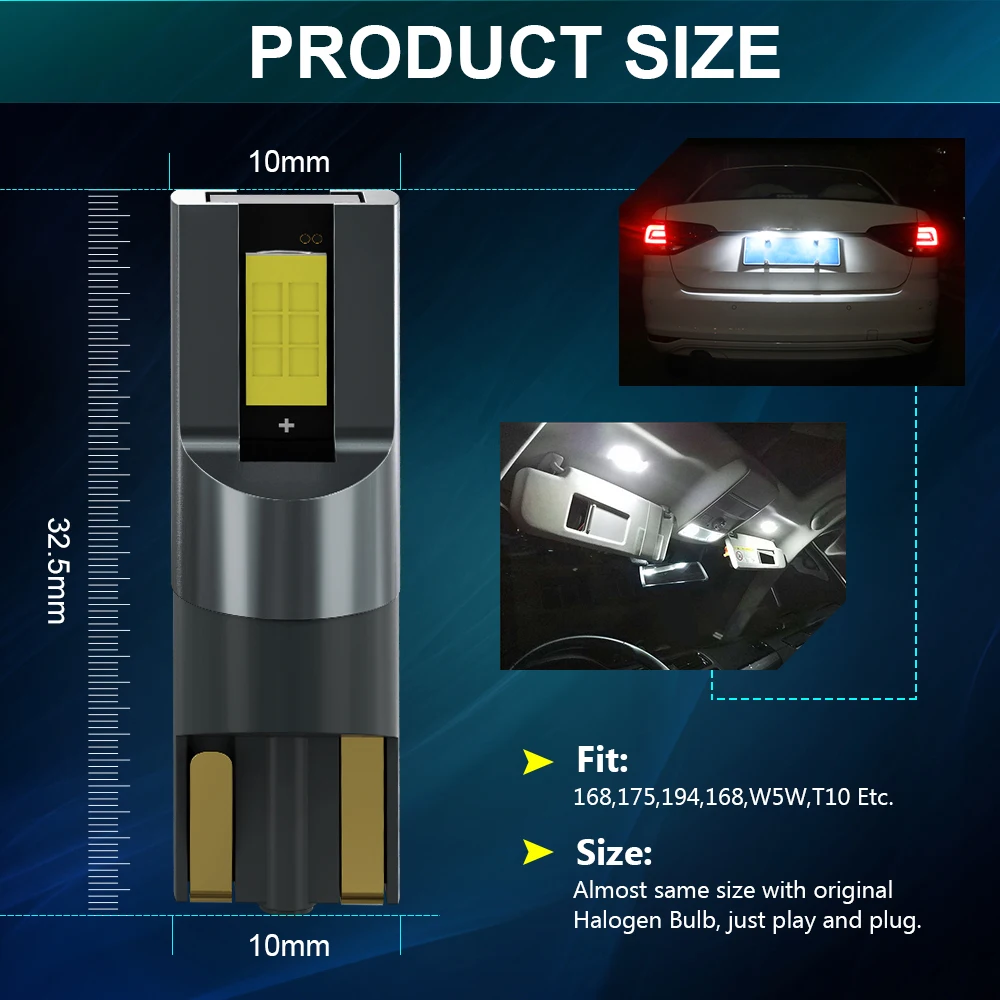 Oprah 2x W5W T10 LED CANBUS No Error 2025 168 194 CSP 3570 Chip LED Car new Interior Map Dome Lights License Plate Lamp Auto Signal Lamps