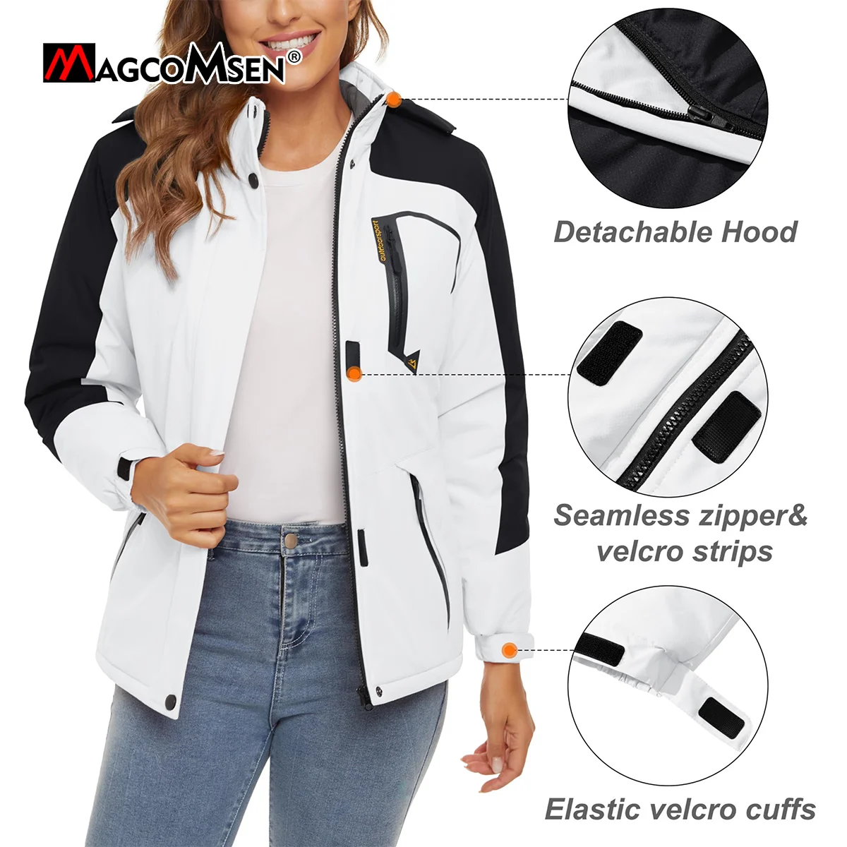 MAGCOMSEN Womens Ski Jacket Winter Warm Fleece Parka Windproof 2025 Rain Snowproof Thermal Heavy new Coat Hiking Ladies Snowboard Anorak