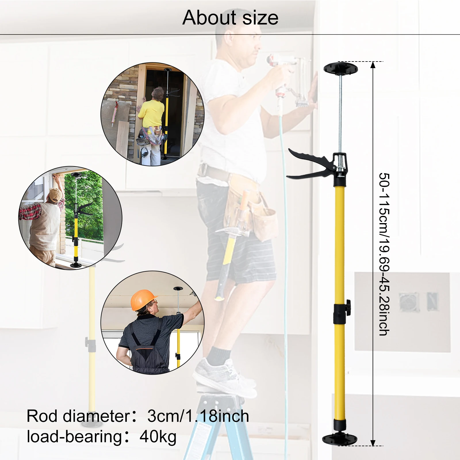 2Pcs Telescopic Support Rod 11.81/19.69 to 23.23/45.28inch Alloy Telescopic Support Pole Adjustable Third Hand Support System