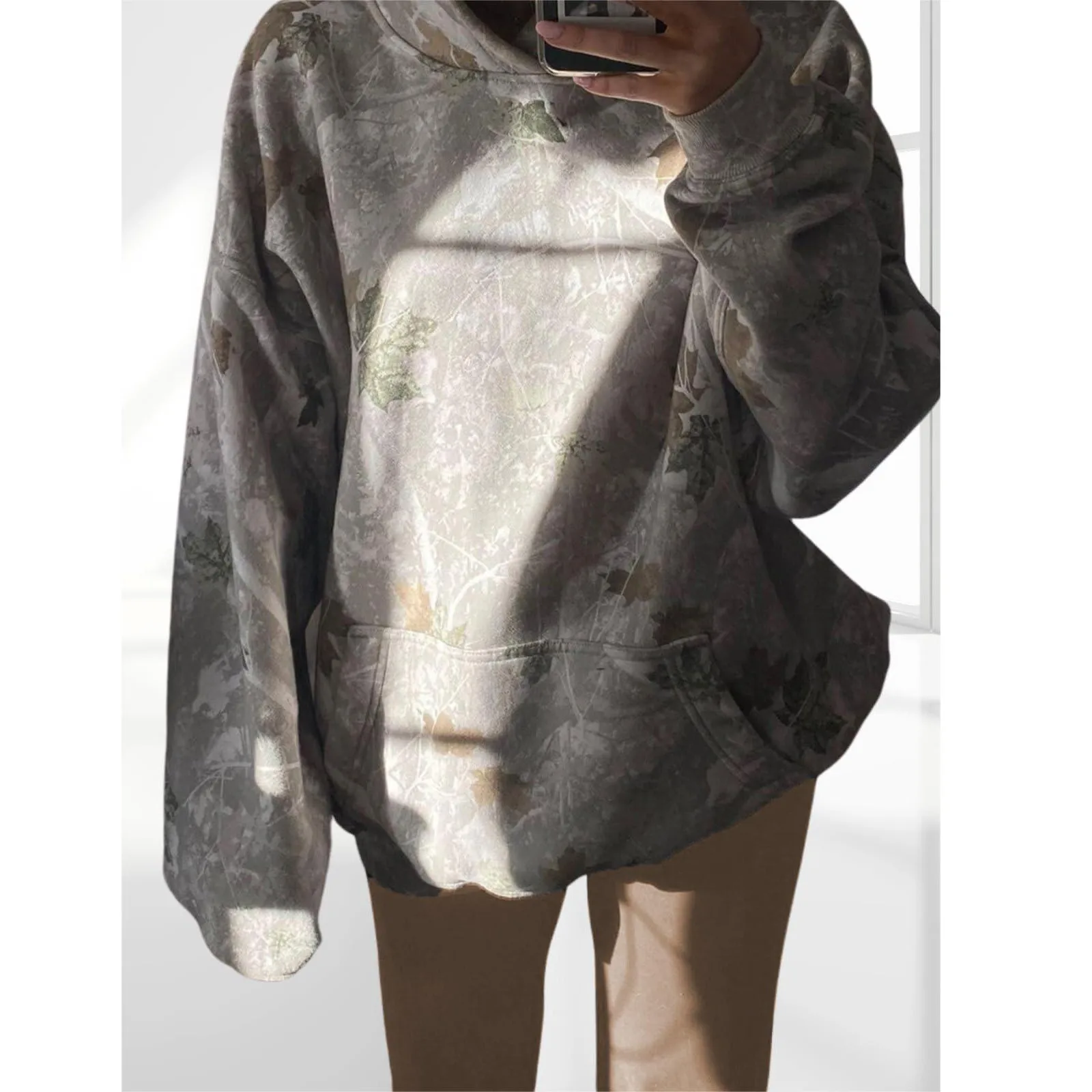 Womens Camo Hoodie Maple Leaf Print Fleece Pullover Sweatshirts Oversized Tops With Jackets Women Casual Womens Hoodies Bulk