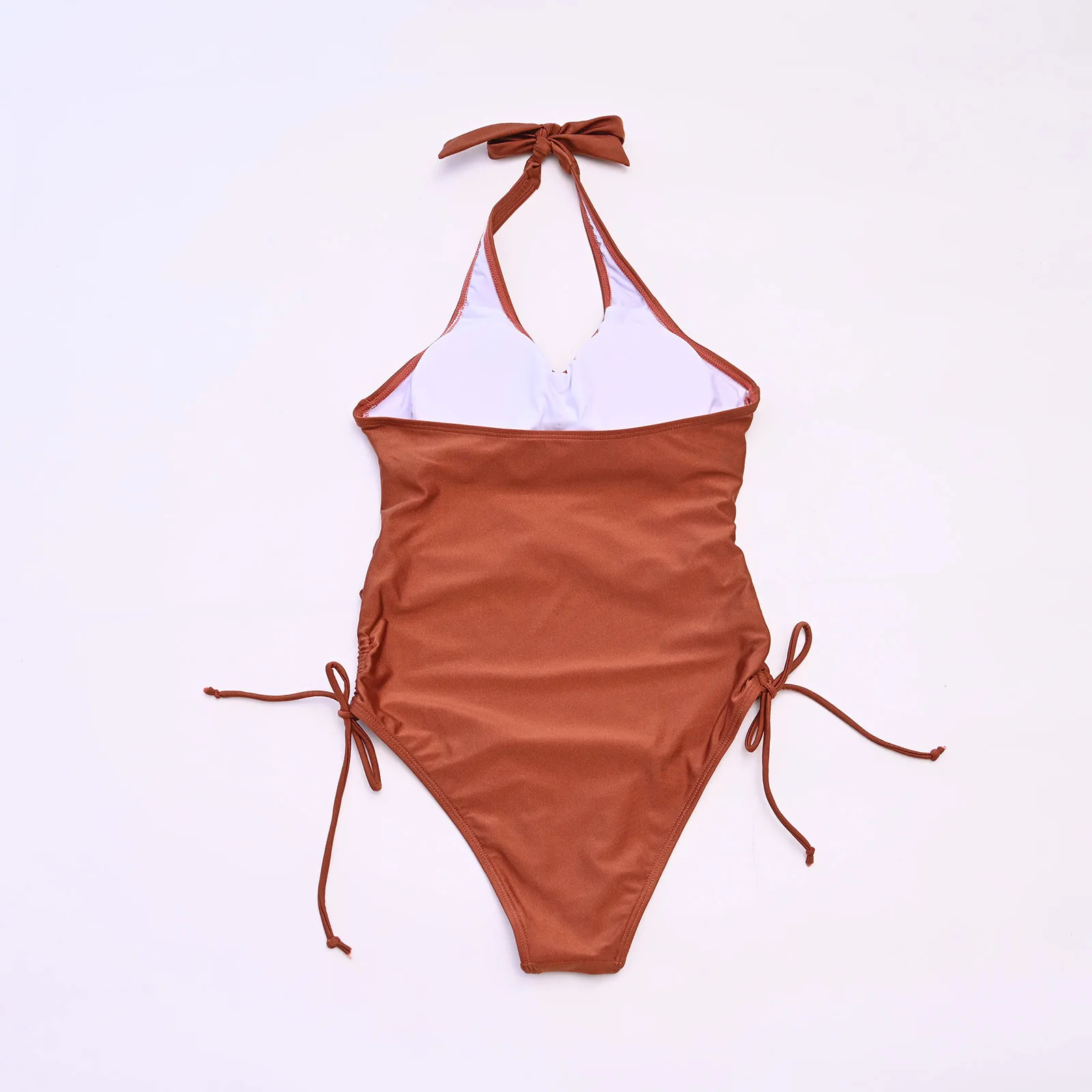 Feminine Bikinis Swimwear Solid Color Front Cross Drawstring One-Piece 2025 Swimsuit new Sexy One-Piece Swimsuit Beach Club Party Biquini