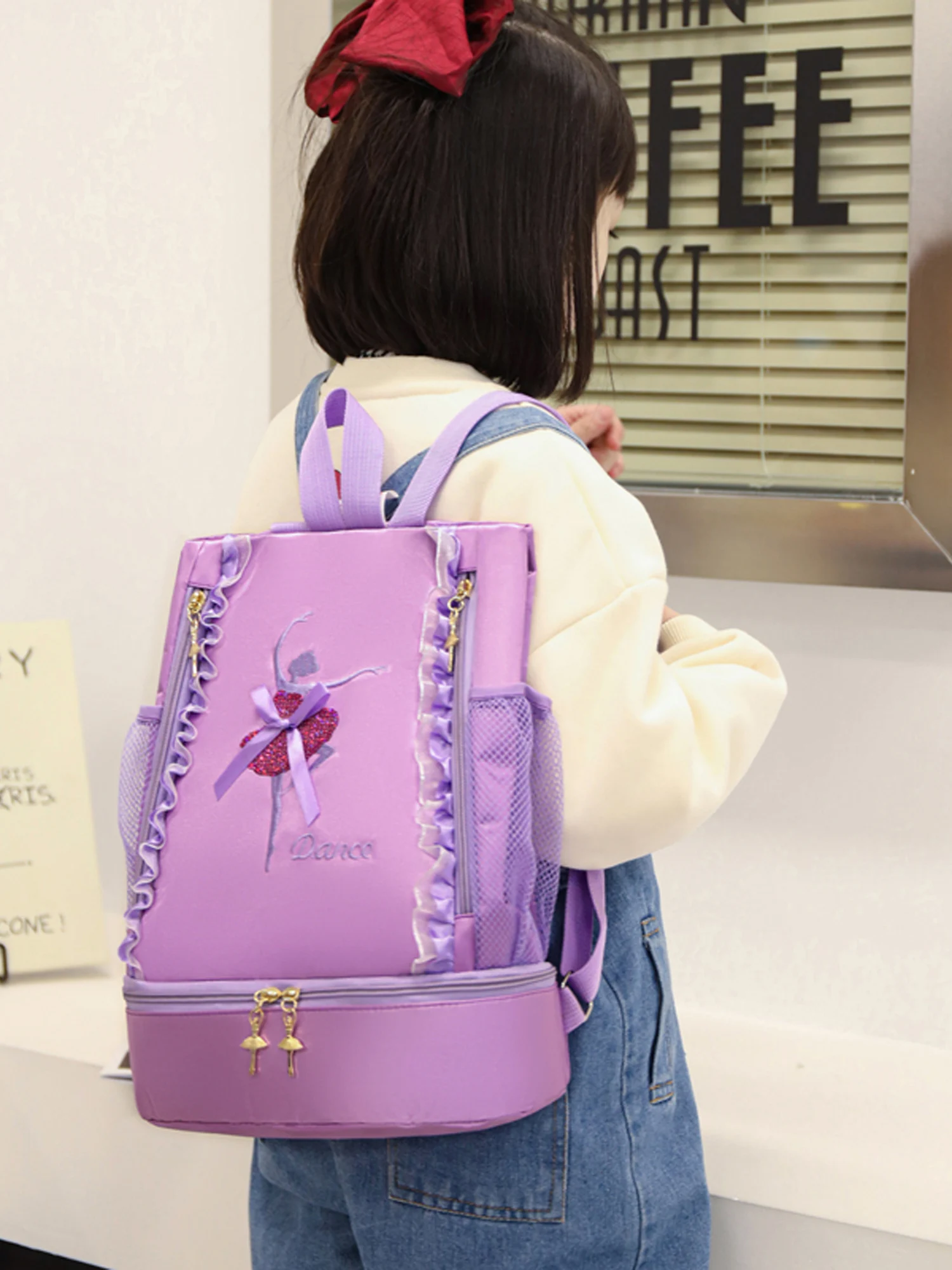 Personalized Dancing Girl Pattern Ballet Bag Little Girls Ballerina Dance Backpack for School Dance Toddler Bag Storage Bag