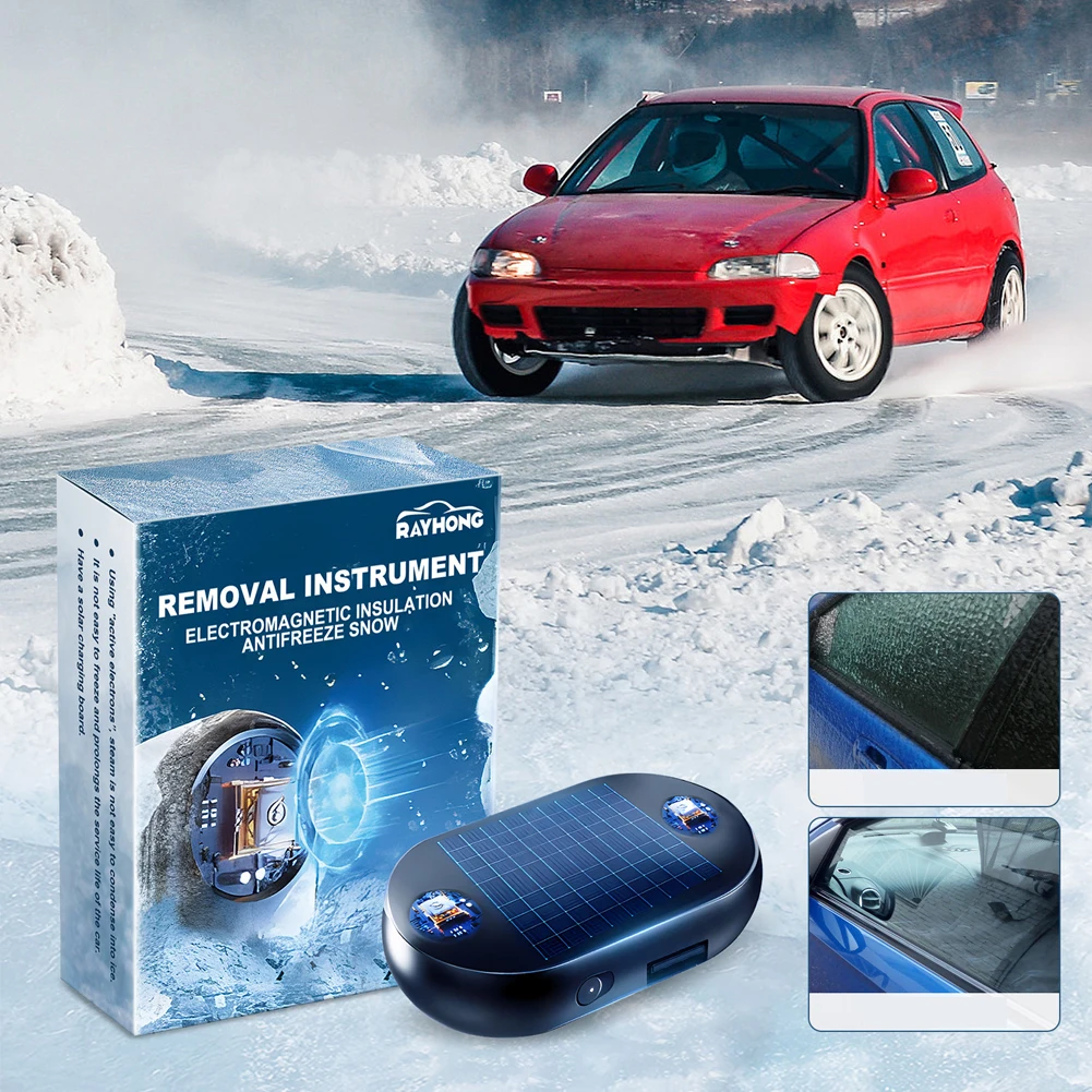 3-1pc Car Solar/USB Winter Antifreeze Instrument Windshield Snow Removal Car Window Glass Deicing Electrons Interference Antiice smile