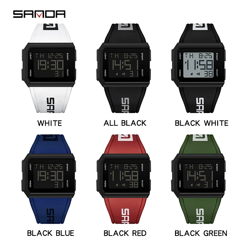 SANDA Brand Men's Digital Watch Chronograph Sport Electronic Bracelet Waterproof Men Wristwatch Alarm Clock Mens Watches 9003