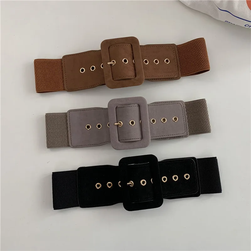 Suede Belts for Womens Belt Elastic Lady new Clothes Korean Style Buckle Elastic Wide 2025 Belt All-match Clothes Decor 2023 Corset Belt