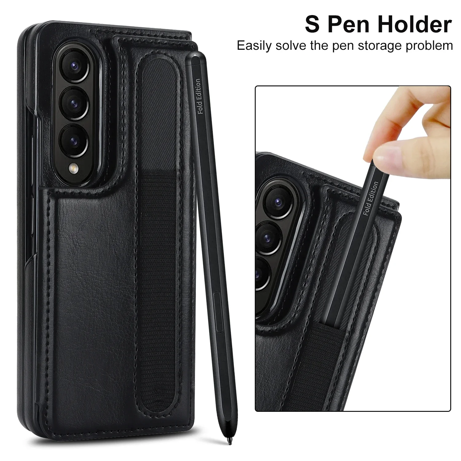 PU Leather Purse Phone Case for Samsung Galaxy Z Fold 5 4 3 Fold5 Fold4 Fold3 5G Pen Slot Card Holder Shockproof Stand Cover