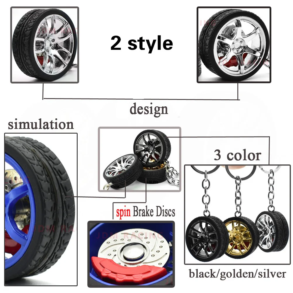 2023 Car Pendant Keychain 3D Tire Keychain Car Wheel Hub Key Chain Auto Tire Model Metal Speed Gearbox Gear Head Key Ring Charm