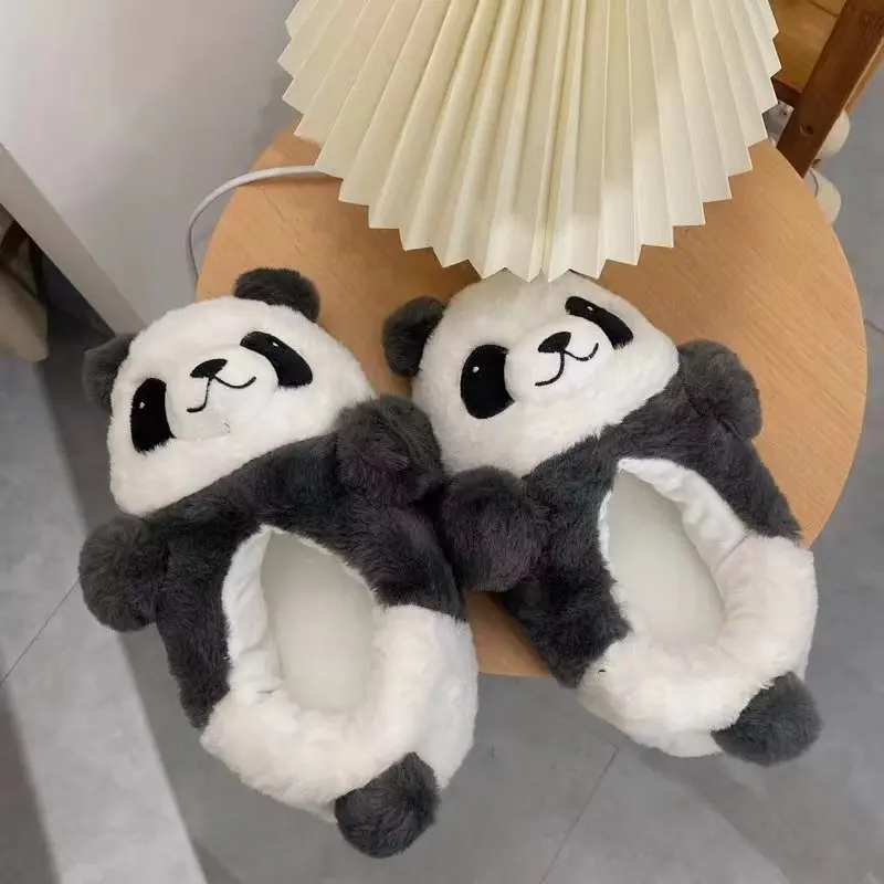 Kawaii Panda Slippers Lovers Womens Man Bedroom At Home Warm Winter Lovelys Bear Shoes For Girls Boys