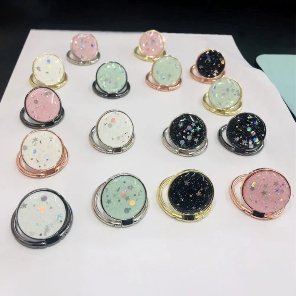 360 Degree Rotating Phone Buckle Bracket Flash Powder Shell Pattern Finger Ring Holder Stand Zinc Alloy Stable Support