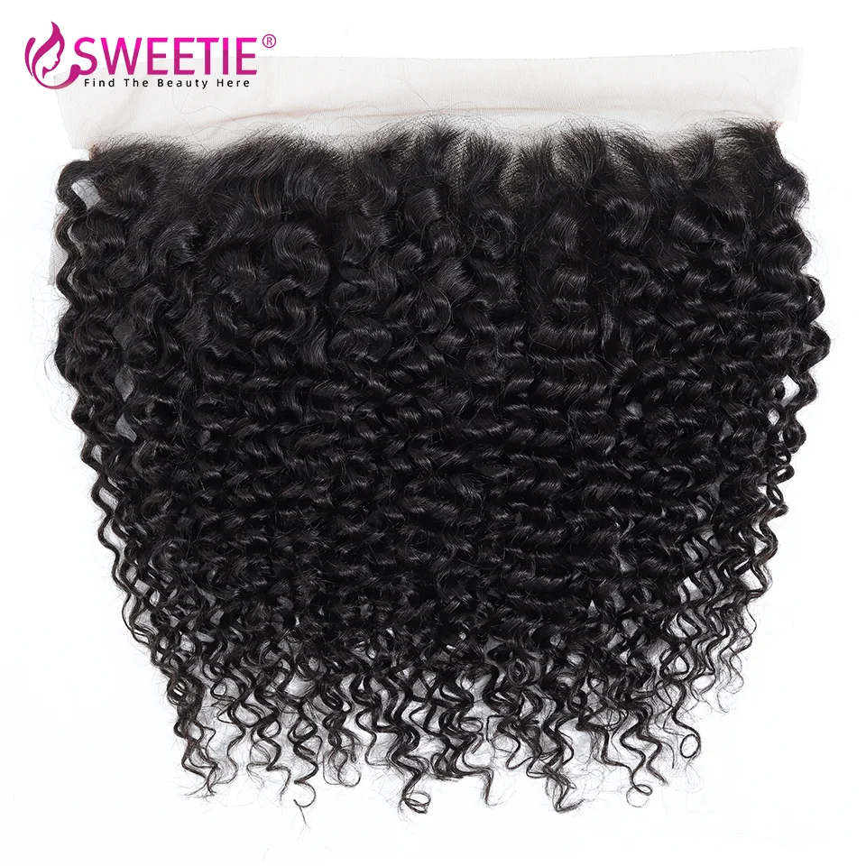13x4 new Kinky Curly Frontal Swiss 18 20 22inch Frontal Natural Color Remy Hair Extensions Brazilian Transparent 2025 Lace Hair Closure