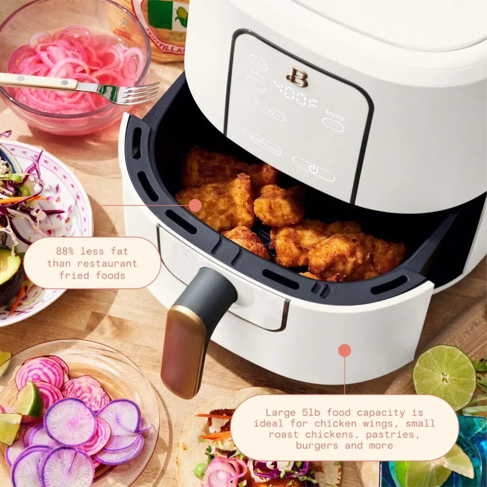 2024 Beautiful 6 QT Air Fryer with Touch-Activated Display, White Icing by Drew Barrymore