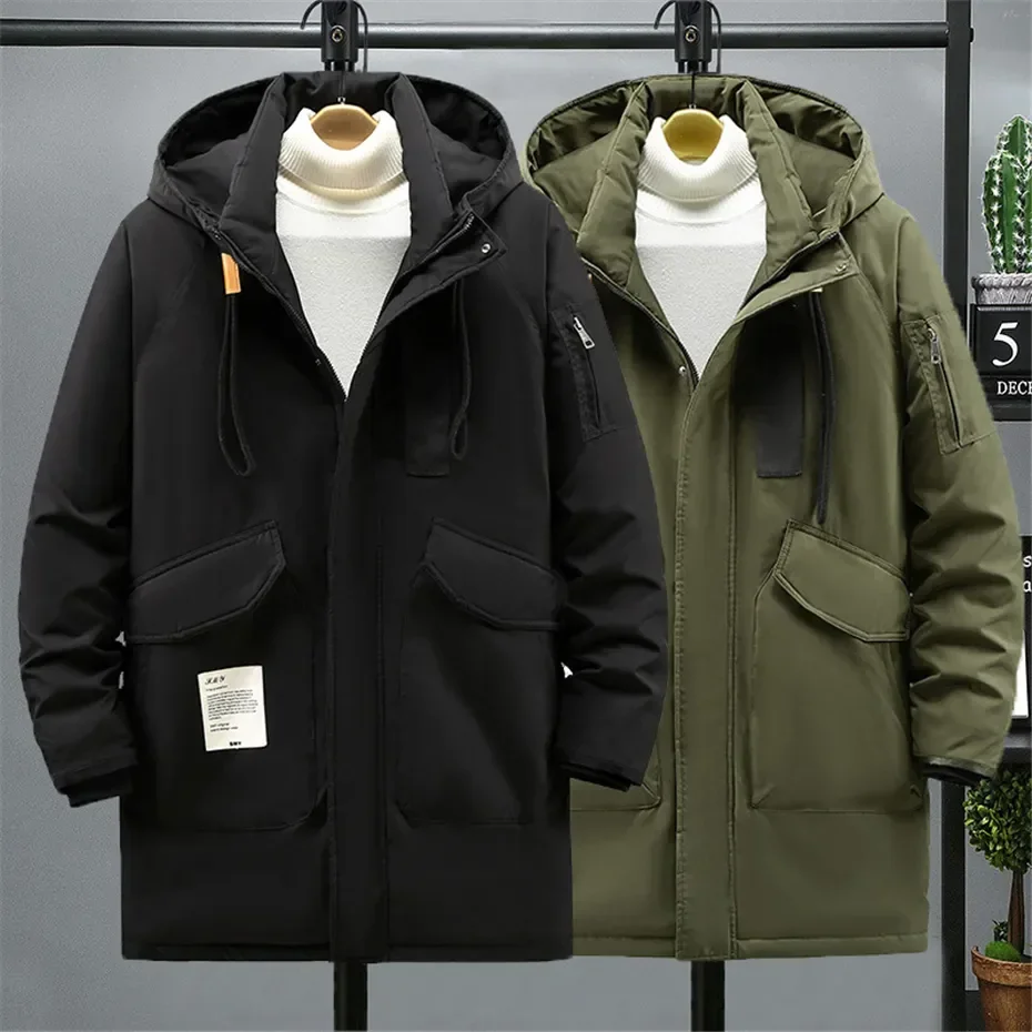 Men Winter Jacket Large Size Hooded Fleece Insulate Padded Down Parka Male Warm Thick Big Plus 10XL 150kg Long Padding Outerwear