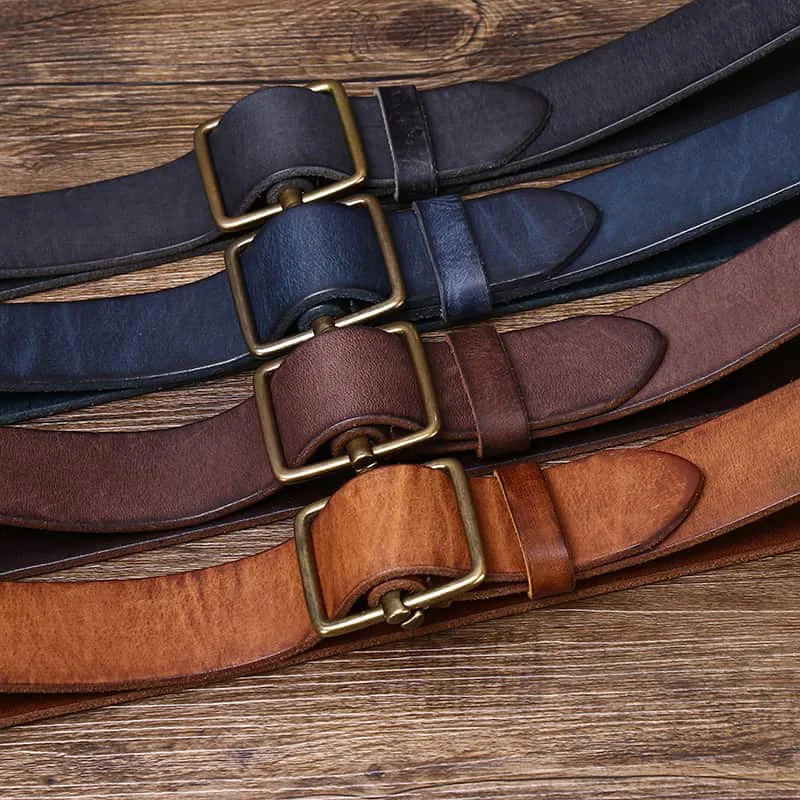 100% Pure Cowhide 3.8 Wide Genuine Leather Belt For Men High Quality Jeans No Drilling Smooth Buckle Belts Cowboy Waistband