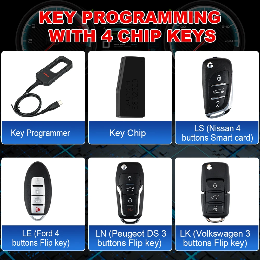 New Arrival LAUNCH X431 Key Programmer x 4 Keys Set IMMO Programming Tools Work With X431 PAD V/ IMMO ELITE/IMMO PLUS /PROG 3