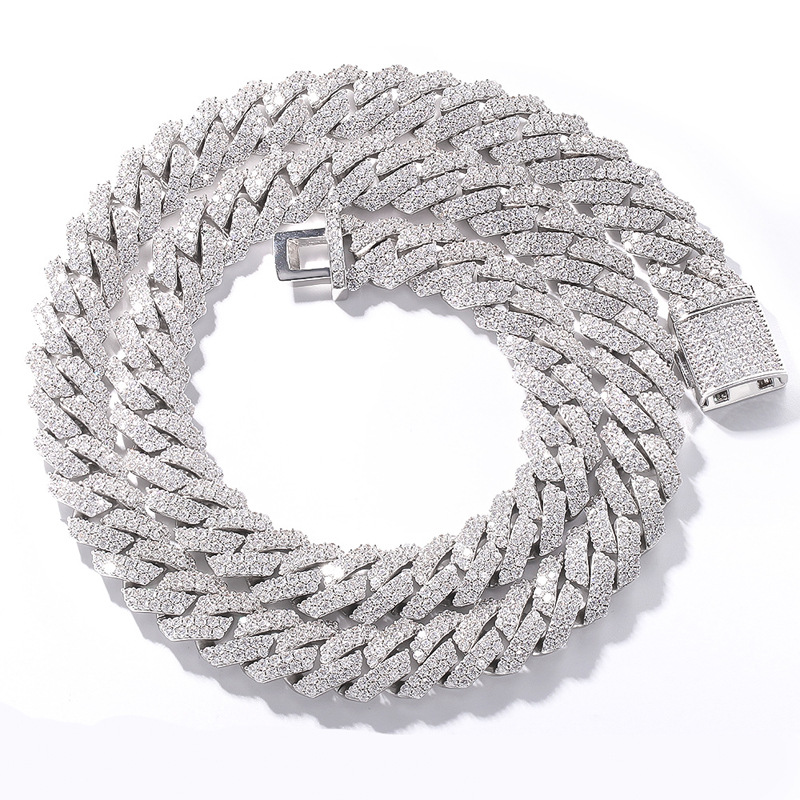 pendant necklaces designer for men Fine jewelry pass diamond tester iced out Miami chain necklace 925 Sterling Silver 14mm cuban link chain moissanite