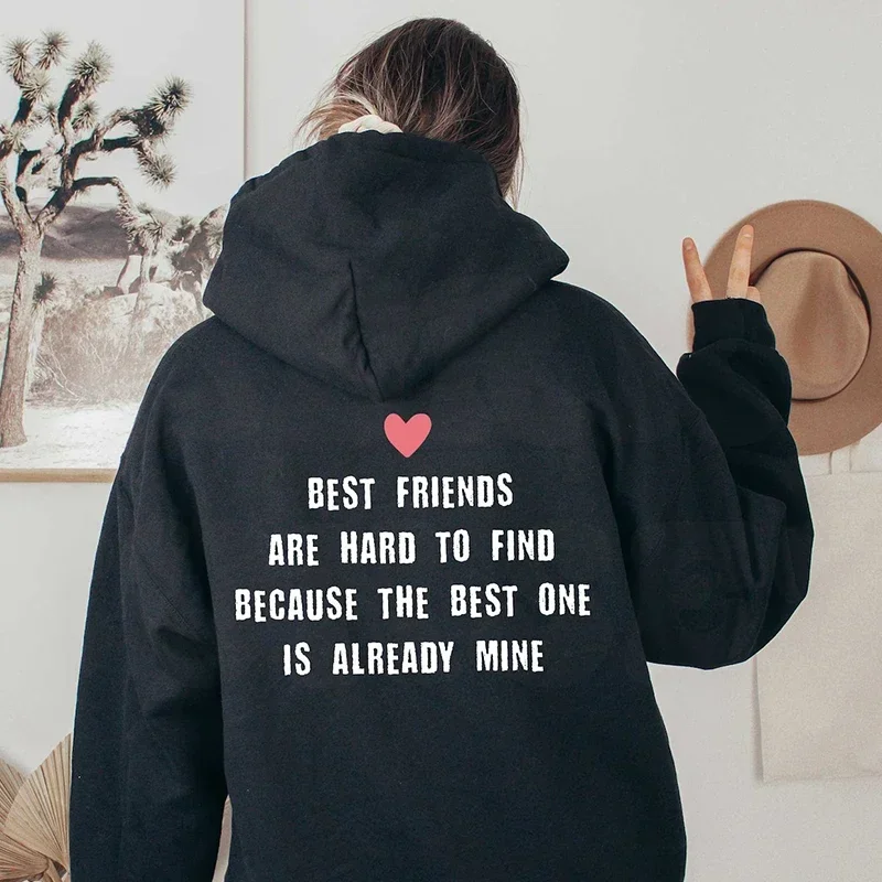 Best Friends Red Lover BBF Women Hoodie Causal Loose Long Sleeve Graphic Pullovers Crewneck Womens Clothes BFF O Neck Clothing