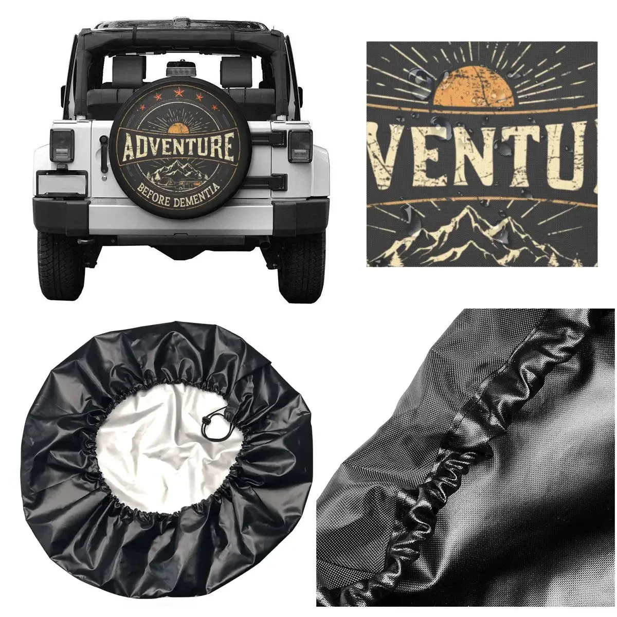 Funny Adventure Camper Travel Spare Wheel Tire Cover for Jeep Trailer RV SUV Dust-Proof Vehicle Accessories 14 15 16 17 Inch