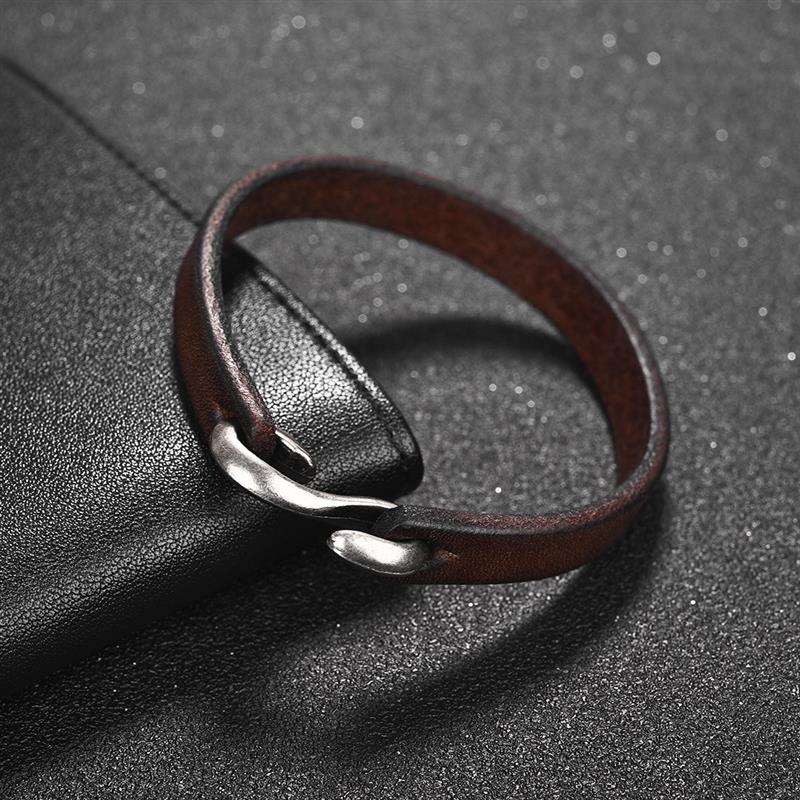 Men Bracelet Genuine Leather Bangle Retro Black new 2025 Brown Orange Color Cuff Bracelet Classic Hooks Wristband Men Women Jewelry Gifts
