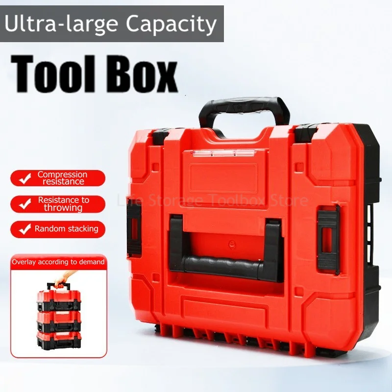Stackable Tool Box Organizer Box Hardware Parts Storage Box Portable Composable Tool Box Hard Case Electrician Drill Toolbox