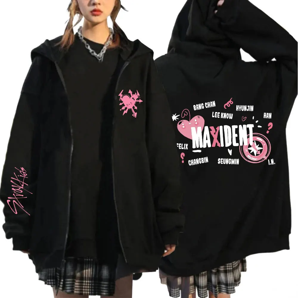 Stray Kids Hoodie Kpop Korea Style Sweatshirts Y2k Clothes Fleece Zipper Jackets Unisex Casual Oversized Long Sleeve Streetwear