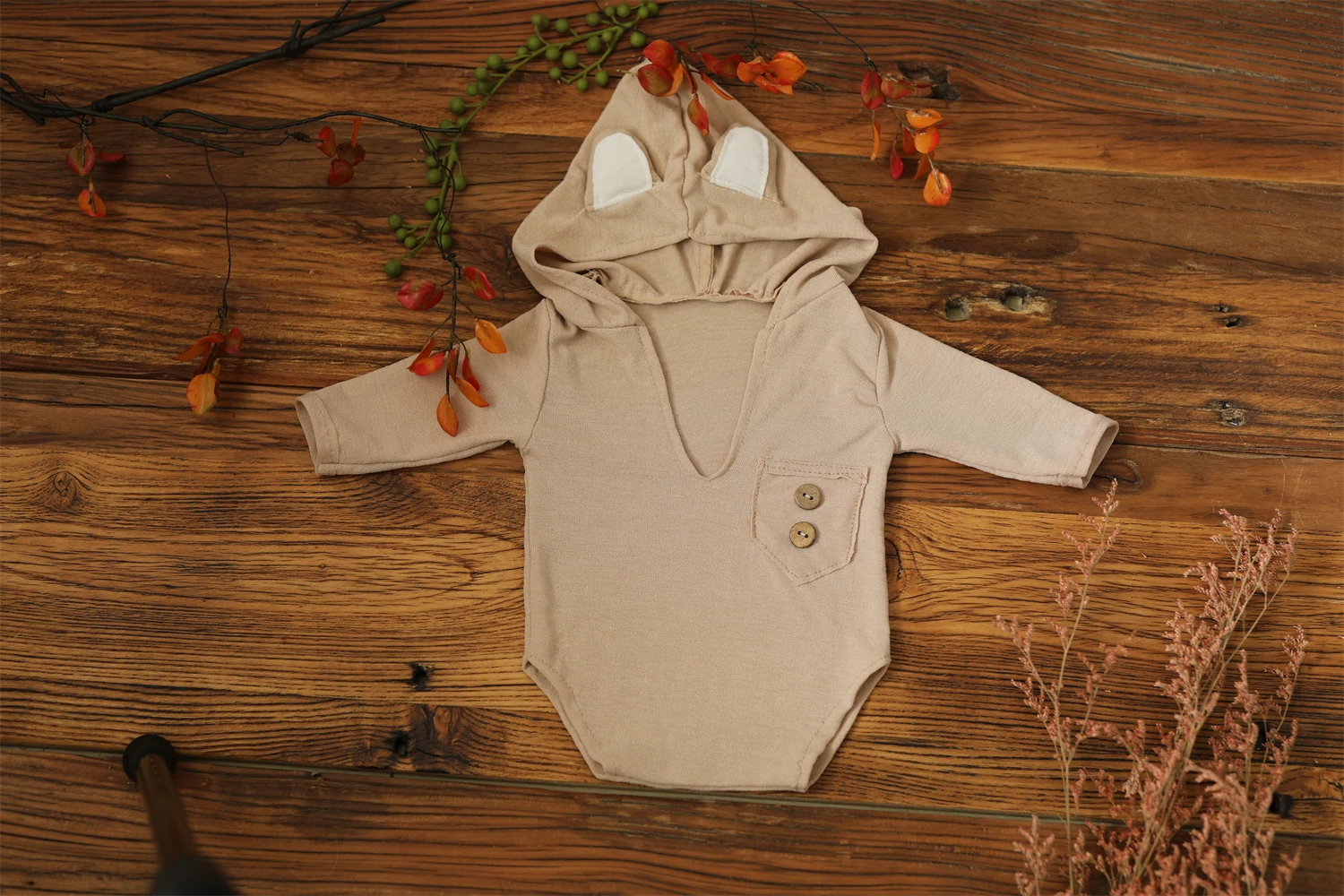 1 Set Soft Elastic Baby new hooded bodysuit Newborn Photography Props for Baby Photo Shoot Bebe 2025 Knit Sleeved Outfit Accessories