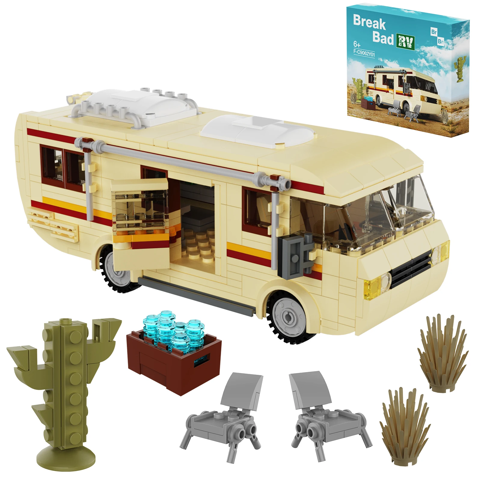 BuildMoc Cooking Lab RV Car Pinkman Building Blocks Set New Breaking Bad Walter White Van Vehicle Toy For Children Birthday Gift