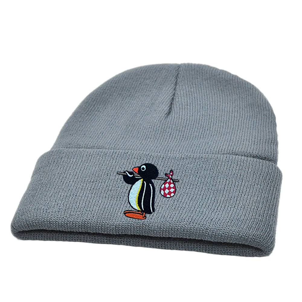 Pingu Beanie Embroidered Cute Penguin Knitted Hat Autumn Winter Warm Hip Hop Hat Unisex Ski Hat