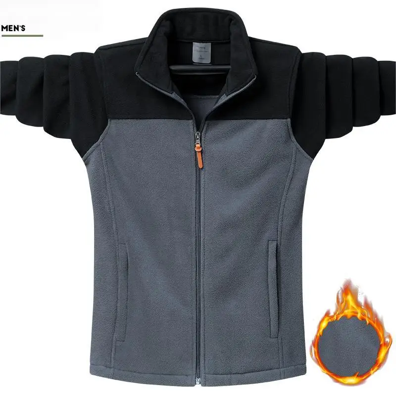 5XL-9XL Plus Size 2025 new Fleece Jackets Autumn Winter Solid Quality Keep Warm Outdoor Sports Windbreak Men Jacket