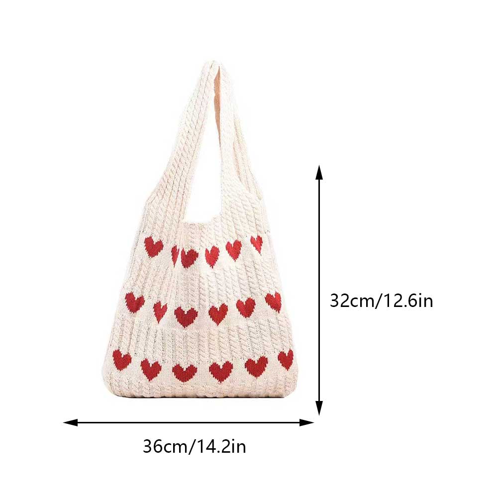 Women's Aesthetics Shoulder Bag Bow Pattern Crochet Underarm Bag Large Capacity Knitted Handbags Bag Casual Summer Beach Bag
