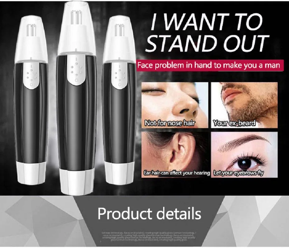 Black Electric Nose Hair Trimmer For Men And Women Available With Low Noise High Torque High Speed Motor Washable Nasal Hair