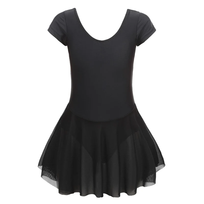 Girls' Classic Ballet Dance Leotards With Gauze Skirts Solid new Color 2In1 Short 2025 Sleeve Gymnastics Stage Performance Uniforms Bodys