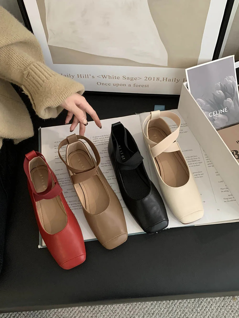 Square Toe Women Loafers Ballet Dance Shoes Flat Low Heels Arrivals Black Beige Khaki Brown Dress Sandals Pumps Size 39 240321