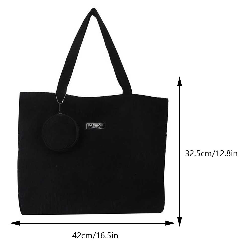 Women Corduroy Tote Handbag Zipper Top Handle Bag Foldable Lightweight Handbag with Coin Bag Large Capacity Versatile Sling Bag