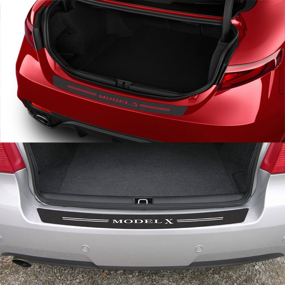 Car Rear Trunk Protective Stickers Rear Bumper Guard Plate Stickers For Tesla Model S 3 Y X 2014-2023 Auto Exterior Accessories